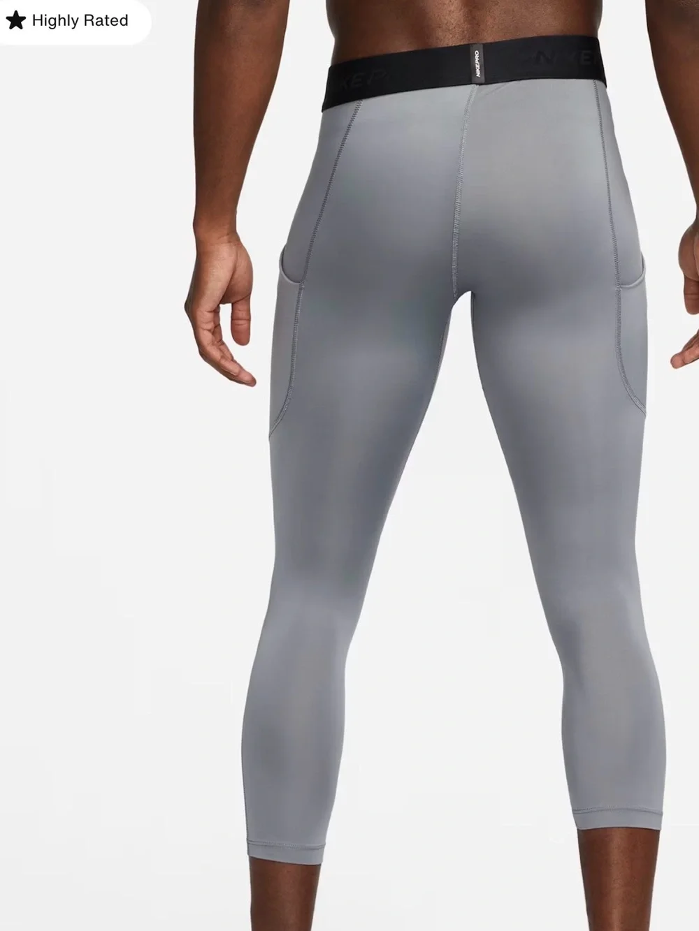 Nike Pro Collection Grey 3/4 Compression Tights Mens S NWT